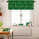 Nialnant St Patricks Day Kitchen Valances for Windows 54" W x 18" L, Green Clover Window Valances for Living Room, Rod Pocket Curtain Valance for Bathroom