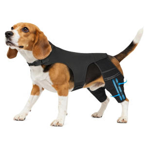 Marnonsis Dog Leg Braces for Back Leg, Dog Knee Brace for Torn Acl Hind Leg with 4 Stabilizers, Reduces Pain, Ligament Injuries & Luxating Patella for Small Medium Large Dogs, Jet Black, 2XL