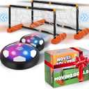 Hover Soccer Ball - Indoor Soccer Ball, Indoor Flying Toy Games (2 Floating Disks + 2 Floating Gliding Goals) Boy Birthday Gifts, Indoor Silent Game | 4 in 1 Pack