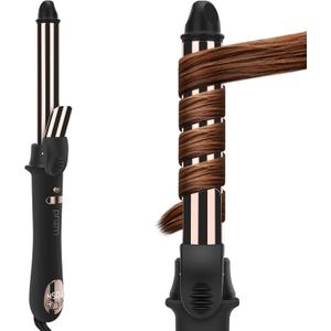 Prizm Rotating Curling Iron, 1inch/25mm Automatic Hair Curler for Long Hair, Self Spinning Barrel, 250-450F with LCD Display, Auto-Shut Off & Dual Voltage, Black