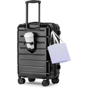 KYME Carry On Luggage With Wheels,Small Suitcase with TSA Lock,20" Black, Carry-On 20-Inch（non-expandable）