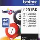 Brother Genuine Standard Yield Black Ink Cartridge, LC201BK, Replacement Black Ink, Page Yield Up to 260 Pages, Amazon Dash Replenishment Cartridge, LC201BK