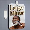 Shatterproof Shower Mirror Fogless for Shaving,(Larger 11x8 Inch) Anti Fog Shaving Mirror Holder NO-Drilling, No Fog Free Waterproof,Small Wall Mounted Bathroom Accessories Camping Hanging Men