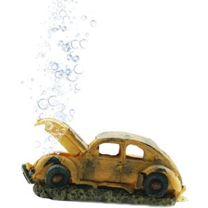 Boxtech Decorations for Aquarium, Aquarium Resin Ornament Decorations, Imitation Car Wreck for Air Bubble Stone Oxygen Pump Fish Tank