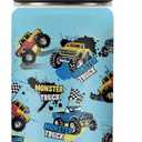 Monster Truck Boys Water Bottle, 16oz Kids Stainless Steel Insulated Water Bottle with Straw Lid, Monster Truck Cup Tumbler Gifts for School