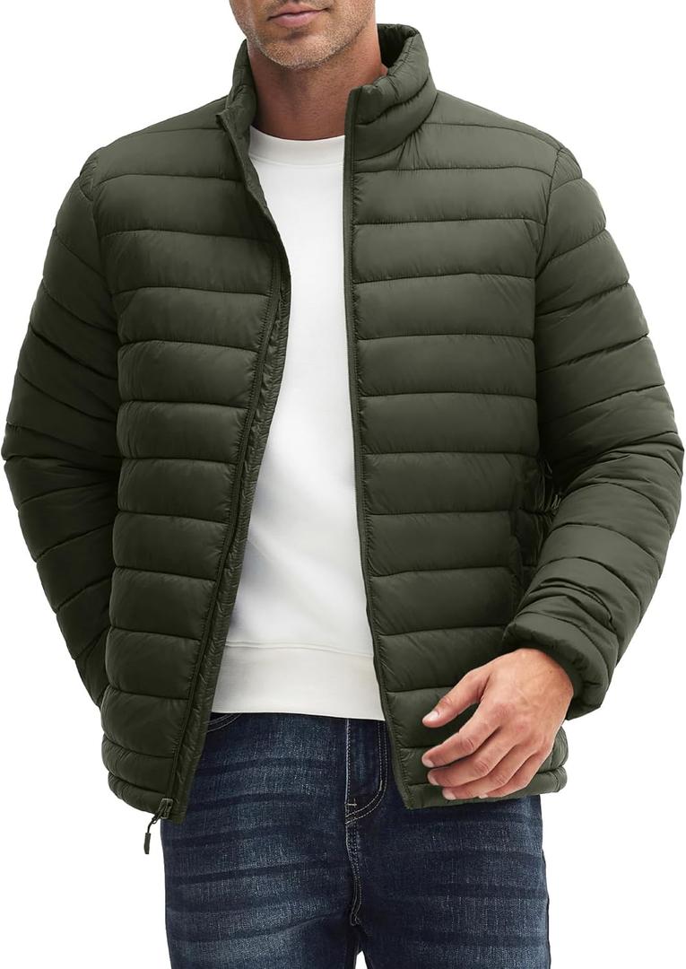 Men's Puffer Jacket Lightweight Warm Winter Jackets for Men Windproof Insulated Puffy Coat with 3 Pockets (XXL)