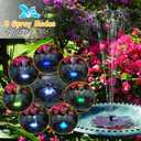 Solar Fountain, Upgrade Lucky Flower 3.5W Solar Bird Bath Water Fountain with Lights, and 2000mAh Battery, Solar Powered Hummingbird Fountain Pump with 7 Nozzles, 4 Fixed Pipes for Garden