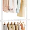 Floor to Ceiling Clothes Rack, Heavy-Duty Telescopic Garment Rack, 43122in Height & 3047in Width, 220lbs Total Load Capacity, 2-Pole, White