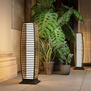 Grand patio Outdoor Floor Lamp Solar Powered Lantern Waterproof Wicker Boho Deck Lights for Garden Porch Decor, Large Crossover