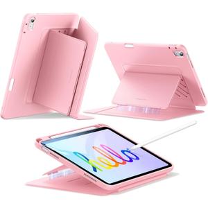 ESR for iPad A16 Case, iPad 11th/10th Generation Case (2025/2022), Vertical Stand Cover, Multi Stand Angles, Ultra-Stable Cover with Pencil Holder, Flip Series, Pink