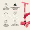 Retrospec Chipmunk Plus Kids Kick Scooter 3+ Years - Height Adjustable 3 Wheel Scooters - Learn to Steer, Foldable Seat, LED Lights, & No-Slip Deck