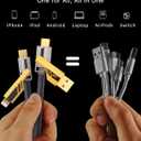SHEZI [Upgraded 2.0] 4-in-1 USB C Cable 60W 5FT Compatible with Lightning Cable [Fast Charging & Data Transfer] Flat Braided Multi Charger Cord Combo with L/USB C/A Port for iPhone/iPad & All Devices
