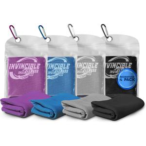 Invincible Fitness Microfiber Gym Towel Set Quick-Drying, Odor-Resistant, Ultra-Absorbent Towels for Sports, Fitness, Yoga, and Travel (Pack of 4)