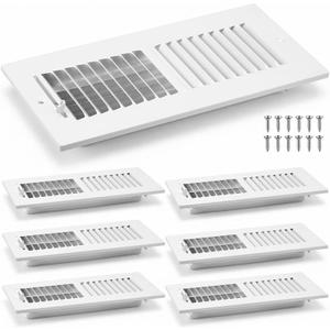 Zonon 6 Pcs 10 x 4 Inch (Interior Size) Air Vent Cover Ceiling Register Grill Duct Opening Air Supply Diffuser 2 Way Steel Sidewall Ceiling Vent Covers Inlet Manual Adjuster for Home, White