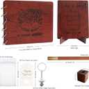 Funeral Guest Book Wooden Guest Books for Memorial Service Celebration of Life in Loving Memory Guest Sign Book Set -Included Table Sign,Pen, Angel Keychain and Thank You Card