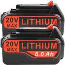 20V Max Battery Replacement for Black and Decker LBX4020 LBXR20 LBXR2020 6.0ah 2 Packs 20 Volt Lithium ion Battery Compatible with Black and Decker 20V Cordless Power Tools