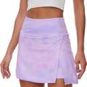 Lightbare Womens Tennis Skirts High Waisted Mini Golf Skirt with Shorts Pockets Side Slit Skort Quick Dry for Athletic (XX-Large, Short, Blue Violet Mist)
