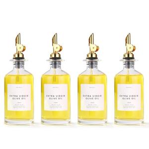 Molimoli Glass Olive Oil Cruet Set - 500ml Bottles With Weighted Pourers, Set of 4