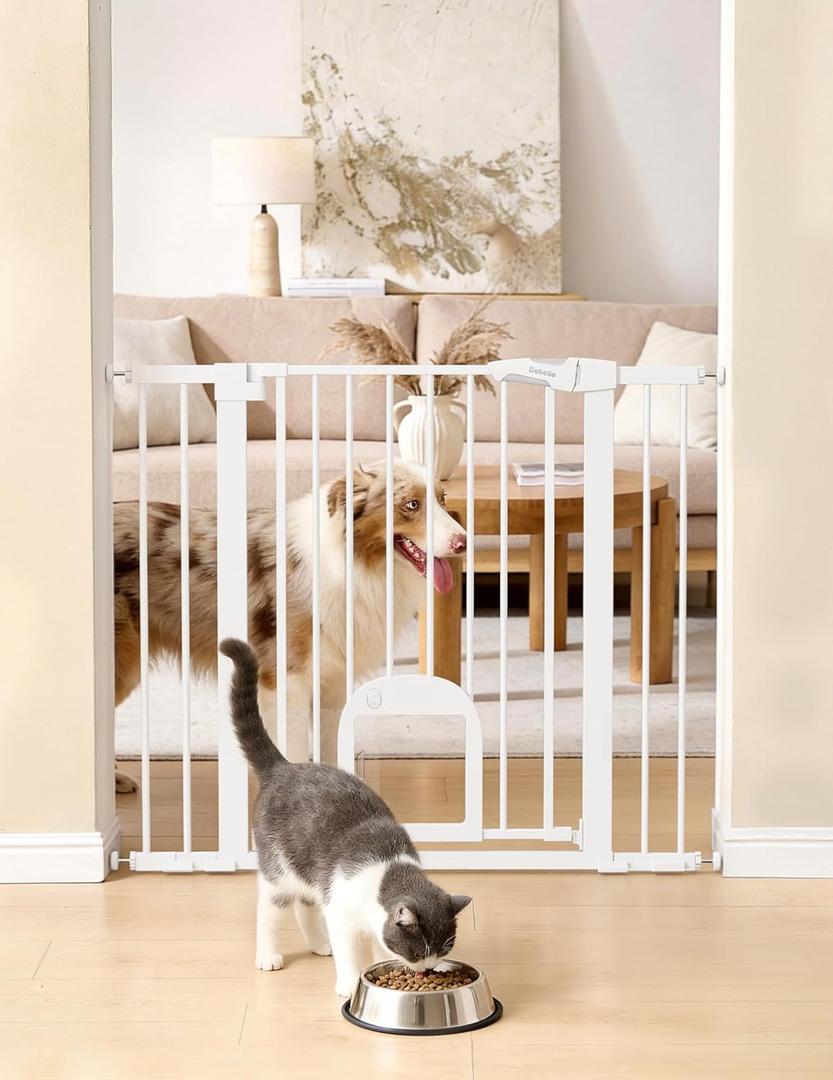 Babelio 36" Tall Pet Gate with Cat Door, CatPrivilege III, 29-43"