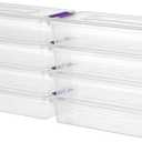 Novelinks Clear Stackable Storage Bins with lid Storage Boxes Durable Plastic Organizer Containers for Home Office, Kitchen, Craft Supplies (4 Quart 8 Pack Purple)