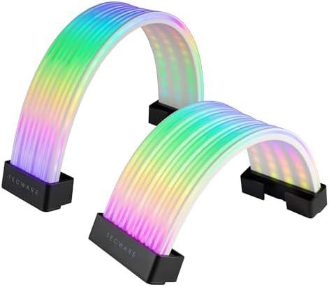 TECWARE Flex RGB, Cable Cover Kit, Light Up LED Strip Set for PSU Extensions, 5V 3 Pin ARGB Sync, Compatible with 8-Pin or 16-Pin GPU Cable, 24-Pin Motherboard Cable, Black