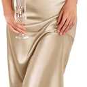 Ekouaer Womens Satin Nightgown Sexy Lingerie Sleepwear Spaghetti Strap Cowl Neck Elegant Long Slip Satin Silk Midi Dress (Gold, XXL)