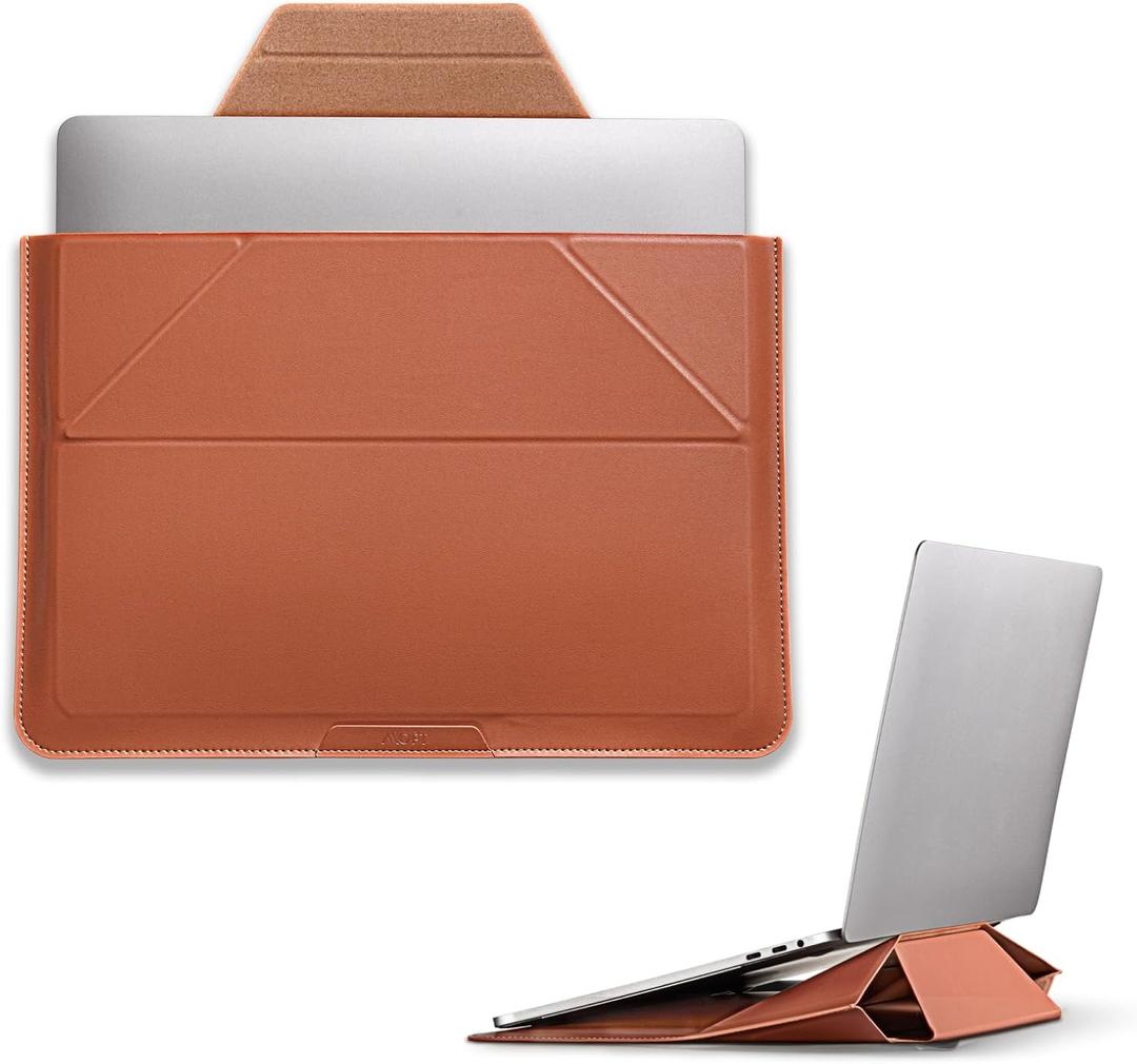 MOFT Laptop Carry Sleeve, 2-in-1 Laptop Bag & Stand for 13" MacBook Air/Pro, MacBook Neo&Dell/HP/Lenovo, Stylish Slim Computer Sleeve Bag with Expandable Storage for Computer Accessories, Sienna Brown