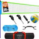 Outdoor Portable Volleyball Net System - Adjustable Height Poles with Soft Volleyball Ball, Pump, Hammer, Boundary Line, and Carry Bag for Backyard, Beach, Lawn