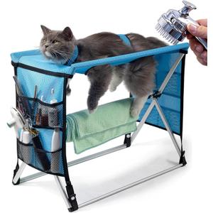 Senior & Older Pet Grooming Support Table, Hammock-Style Grooming Station for Elderly Dogs/Cats with Hind Leg Weakness, Nail Trimming, Bathing & Care, Foldable Aluminum Frame, No Hook Needed, 20 lbs