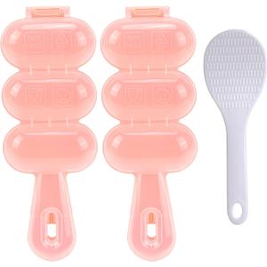 FUNGYAND Rice Ball Mold Set, 2 Pack DIY Rice Shakers with Mini Paddles, Round Onigiri Maker Mould for Bento, Sushi, Kids Lunch, Food Shaping Kitchen Tool