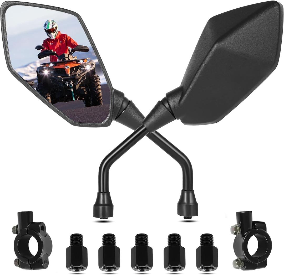 ATV Mirrors Motorcycle Mirrors,360 Degrees Ball-Type Adjustment,7/8" Handlebar Mount,8MM 10MM Threaded Bolt Compatible with Motorcycle Scooter Moped Polaris Sportsman Dirt Bike