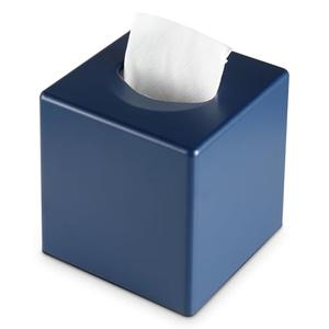 Y-in Hand Tissue Box Cover, Square Facial Tissue Holder Storage for Bathroom Vanity, Countertops, Dressers, Night Stand, Parlors and Offices - Navy Blue