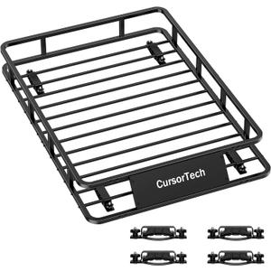 Roof Rack Basket 51" x 36" Heavy Duty Roof Cargo Basket 300 lbs Capacity Steel Roof Basket Vehicle Cargo Rack Luggage Holder Rack for SUV Truck Car Travel Camping Storage