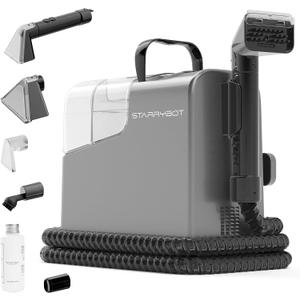 Starrybot Portable Carpet Cleaner Machine with Steam and Heating Techology, 18Kpa Powerful Suction with Versatile Tools for Pets, Couch, Spot Cleaner for Stairs/ Furniture/ Rug(Gray, 3"&5"Hand Tool)
