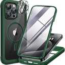 Miracase Magnetic for iPhone 12 Pro Max Case [Compatible with MagSafe] Full-Body Phone case with Built-in Glass Screen Protector& Camera Protector, Military Drop Proof 12 Pro Max Cover, Green