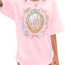 Magic Kingdom Castle Shirt for Women Princess T Shirts Oversized Tee Coquette Bow Castle Graphic Top M