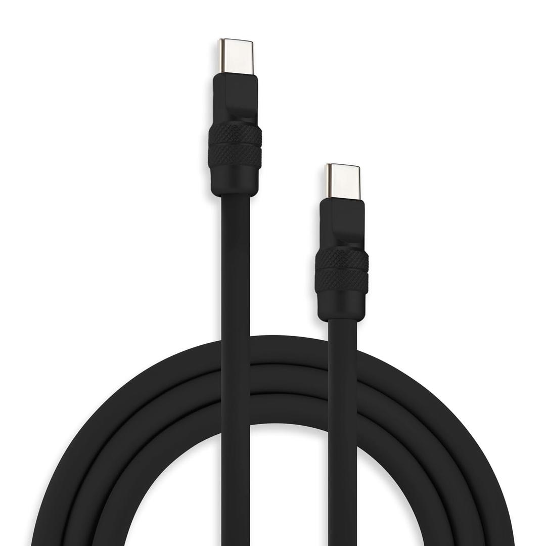 chubbycable Chubby 2.0 Fast Charging Cable Durable Soft Silicone USB C Cable 240W Extra Thick Charger Cord Compatible with iPhone 17-15 Series iPad, Black+Black, Type-C to Type-C, 3.3 FT