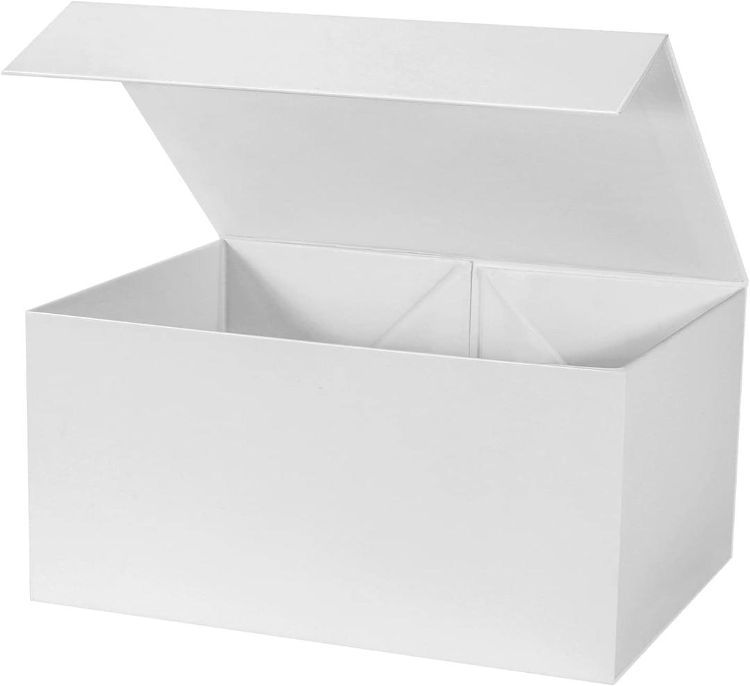 White Gift Box 8x6x4 Inches, Collapsible Box with Magnetic Lid Closure Rigid Large Size White Gift Wrap for Valentine's Day, Mother's Day, Christmas, Party, Weddings, Birthdays(Matte White)