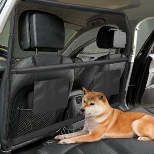 Nandae Dog Car Barrier Escape-Proof, 50" Wide Pet Restraint Car Backseat Divider Vehicle Gate Cargo Area Travel Trunk Barricade Shield with See Through Net Mesh for Trucks, SUV & Full Sized Vehicles