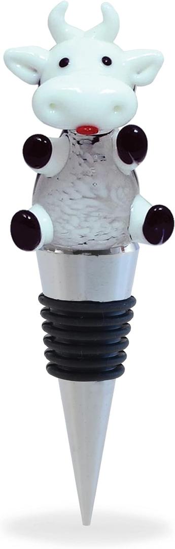 Cheers Cow Glass Wine Stopper  Cute Vacuum Seal Reusable Farm Animal Wine Bottle Stopper  Airtight Leak Proof Bottle Topper Cork Plug, Cute Home Decor & Bar Tool Accessory Gift