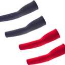 UV Protection Cooling Arm Sleeves - Arm Warmers Sun Protective Tattoo Sleeves for Men Women (Red + Dark Gray)