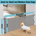 24 Inches Tall Retractable Baby gate for Dogs, Short Pet Gates to Step Over, Extends up to 55" Wide, Reinforced Mesh Doggie Gates for Indoors Outdoors Small Dog Gate for Stairs Puppy Gate (Grey)