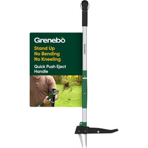 Grenebo Stand Up Weed Puller Tool, Claw Garden Weed Removal Tool with Eject Mechanism, Heavy-Duty Manual Weeder, Root Weed Remover Tool for Dandelion, Crabgrass & Weeds, Without Bending, or Kneeling