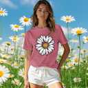 Daisy Shirts for Women Marguerite Daisy Floral T-Shirt Wildflower Tee Tops (S)