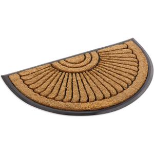 Kempf Sunburst Half Round Coco Coir Doormat, 18" x 30" - Natural Fiber Semi-Circle Welcome Mat with Non-Slip Rubber Backing - Heavy Duty Outdoor Entrance Mat for Front Door & Porch