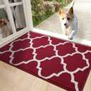 OLANLY Indoor Door Mat, 36x24, Non-Slip Absorbent Resist Dirt Entrance Mat, Washable Low-Profile Inside Floor Doormats for Entryway, Red