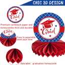2026 Graduation Party Decorations 10PCS Red Blue Graduation Honeycomb Centerpieces Congrats Grad Honeycomb Table Centerpieces Class of 2026 3D Table Topper Decor for Graduation Party Favor Supplies