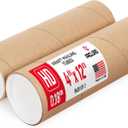 4" x 12" Heavy Duty Reinforced Kraft Paper Mailing Tube, Pack of 2 Tubes with 4 Caps – Secure USPS Approved Poster Tube – Made in USA Cardboard Tube for Shipping and Storing Posters, Prints, Artwork