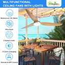 Depuley Outdoor Ceiling Fan with Light: 52 Inch Nickel Waterproof Gazebo Fans with Lights Outdoor Hanging - Plug in Remote App Control for Patio Indoor Farmhouse Porch - 6 Speed Reversible DC Motor