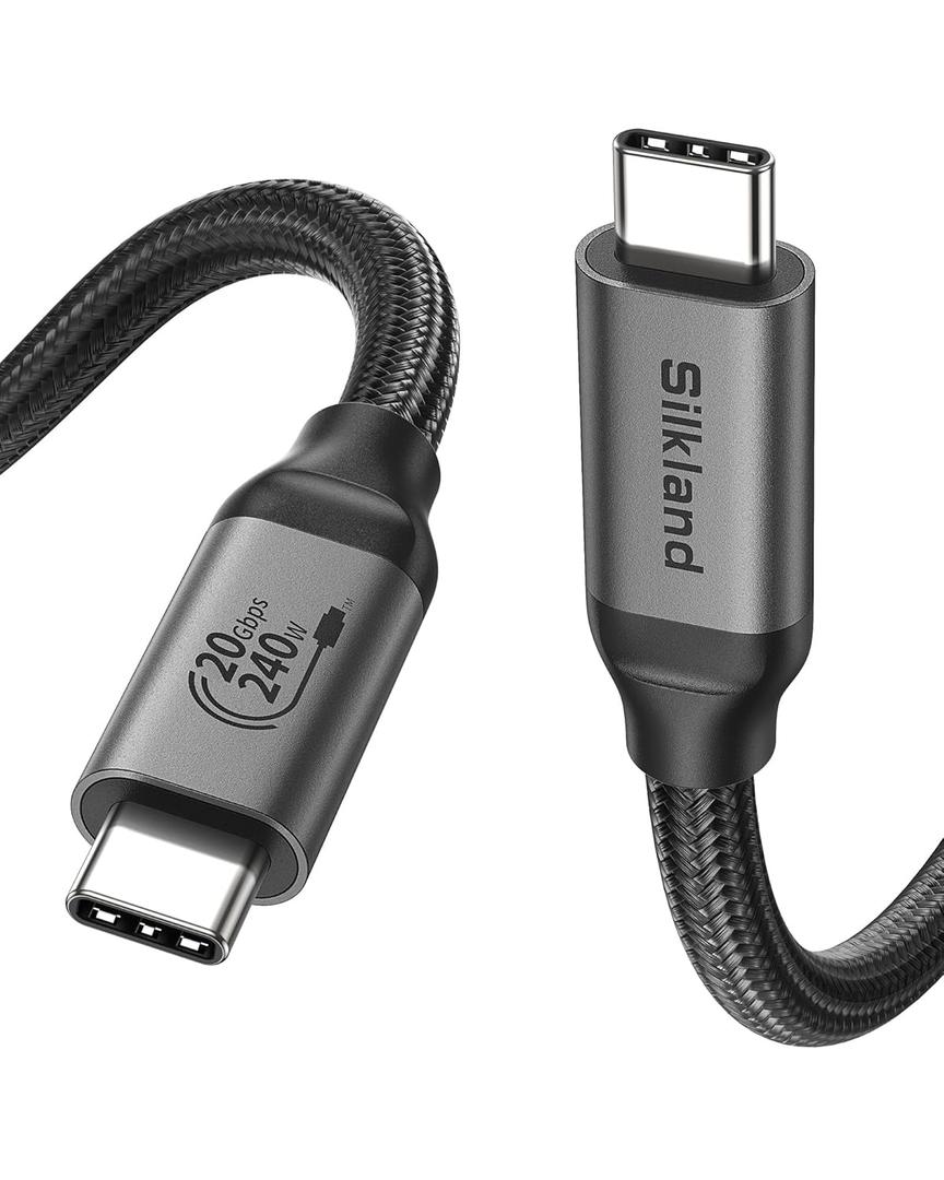 Silkland USB C Monitor Display Cable [4K@144Hz/60Hz 8K@30Hz], USB C 3.2 Gen 2x2 Video Cable, 20Gbps Data Transfer, 240W PD Fast Charge, Type C Compatible with iPhone 16, MacBook Pro, iPad, 3.3FT